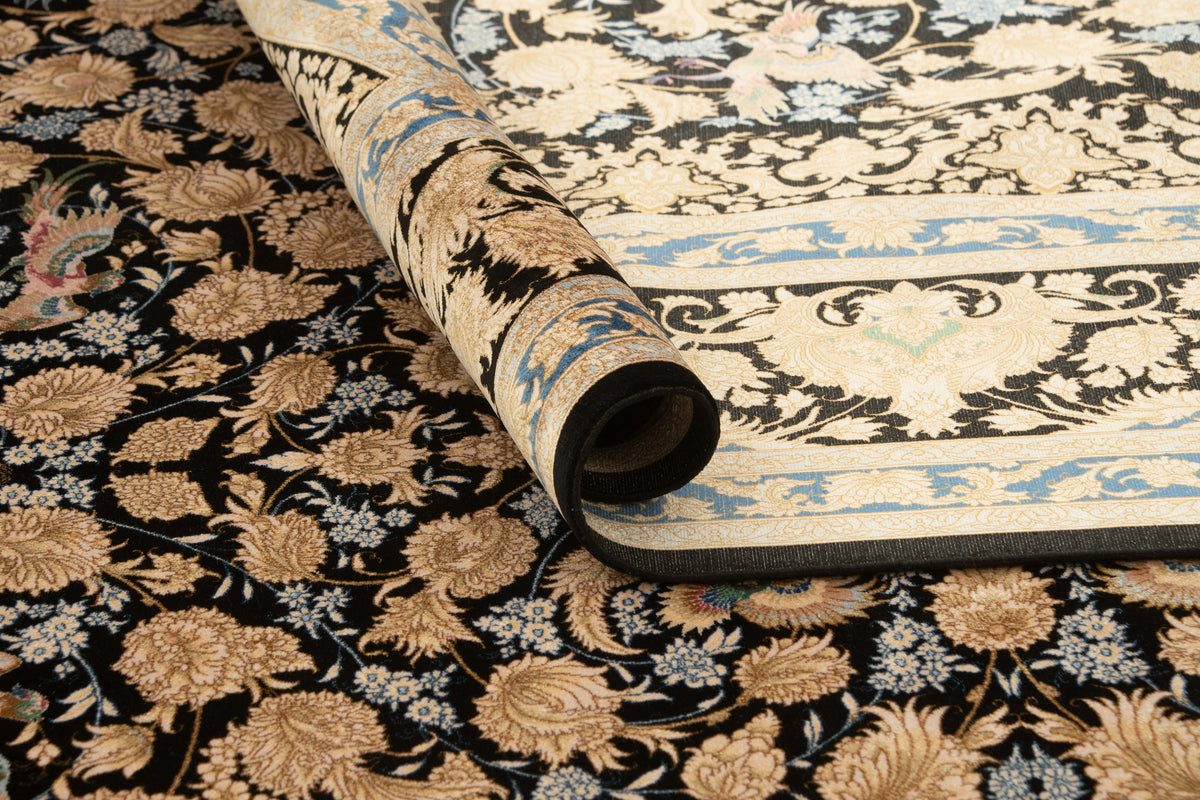Rechteck Teppich Ghom Design in Schwarz von Hadorn™ - Lifestyle Image