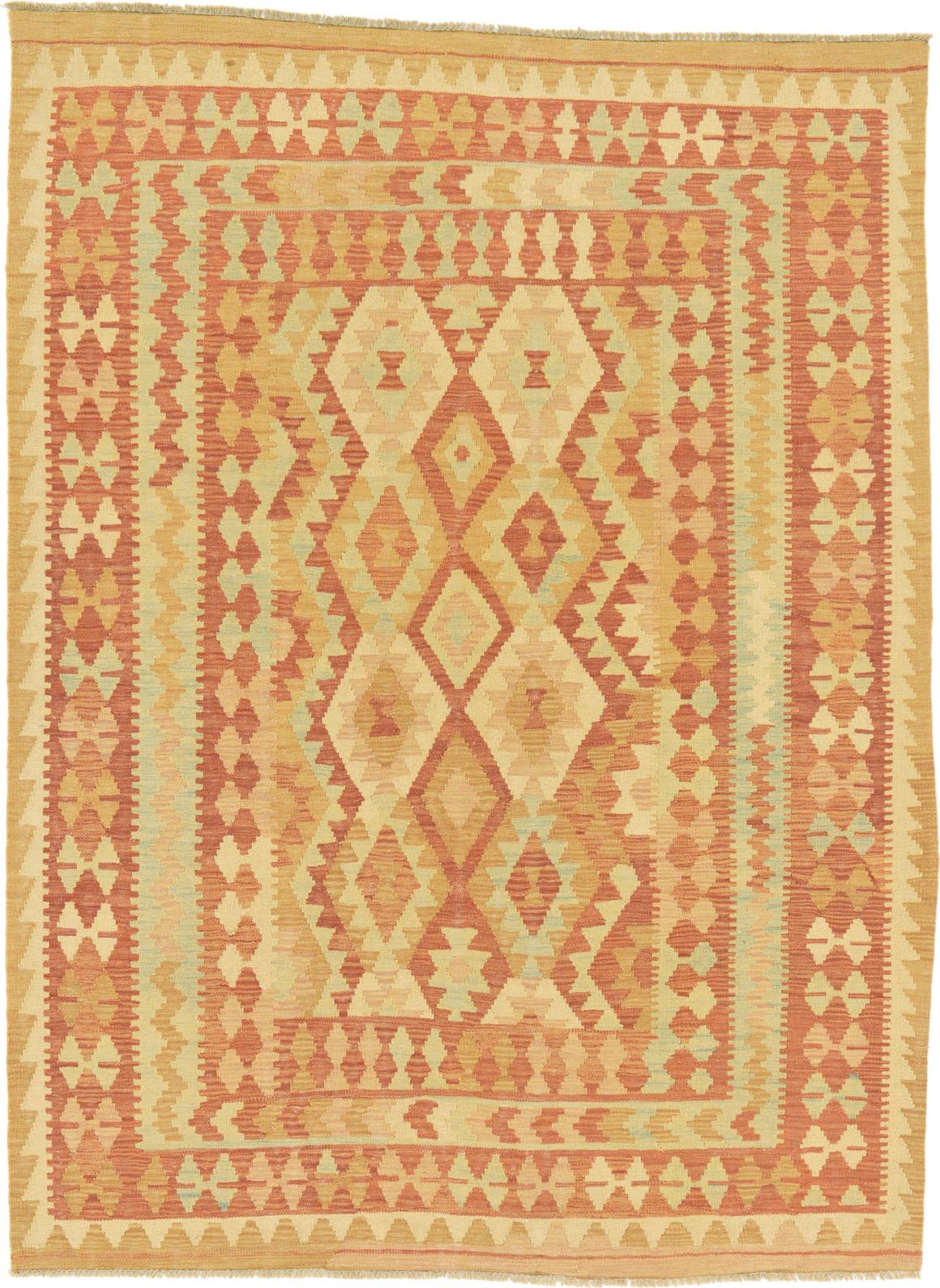 Rechteck Handgeflochten Teppich Kelim Waziri in Rot von Hadorn™ - Lifestyle Image