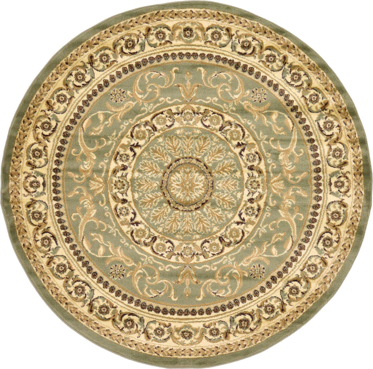 Rund Teppich Classic Aubusson in Hellgrün von Hadorn™ - Lifestyle Image