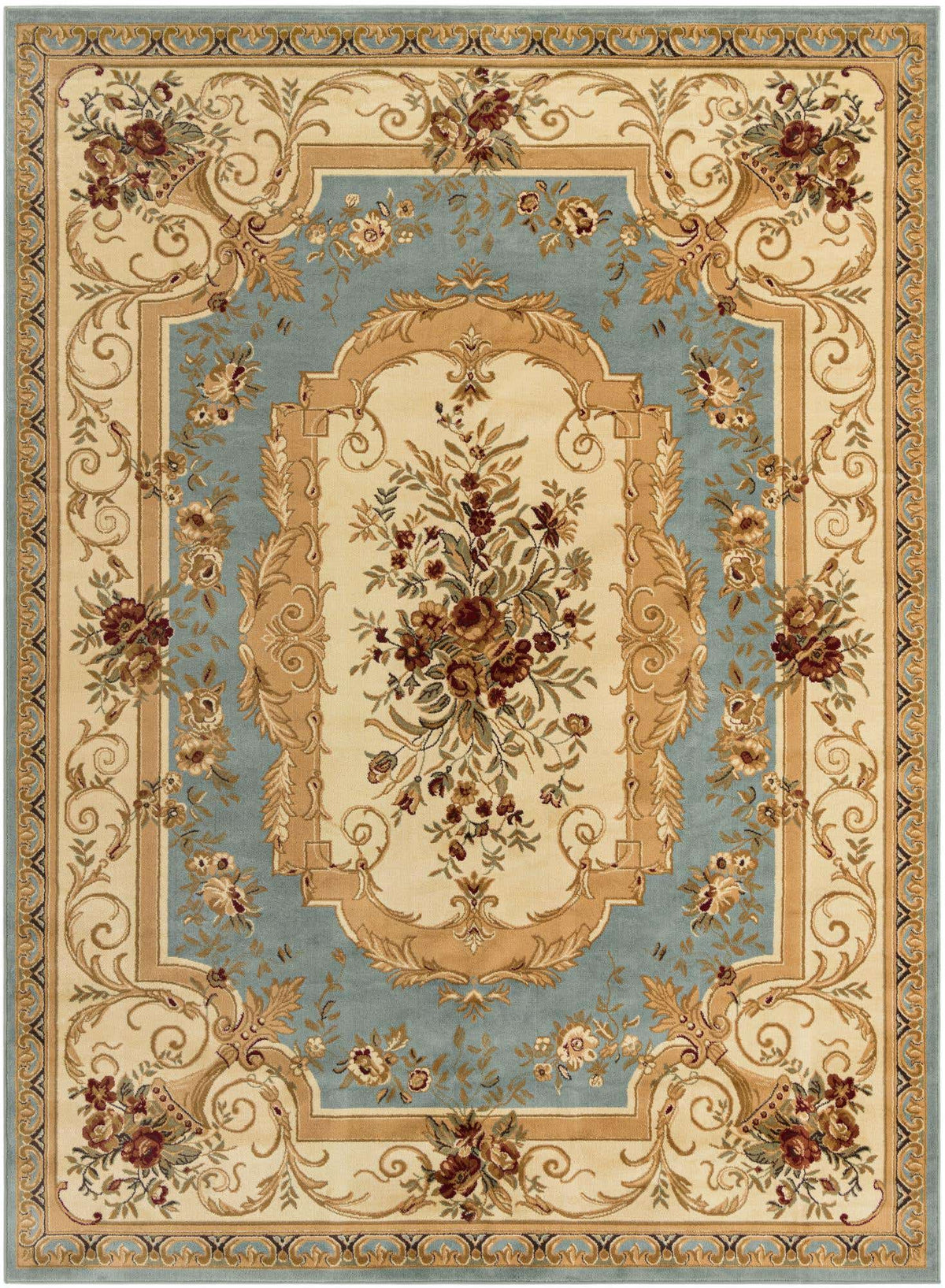 Rechteck Teppich Classic Aubusson in Hellblau von Hadorn™ - Lifestyle Image