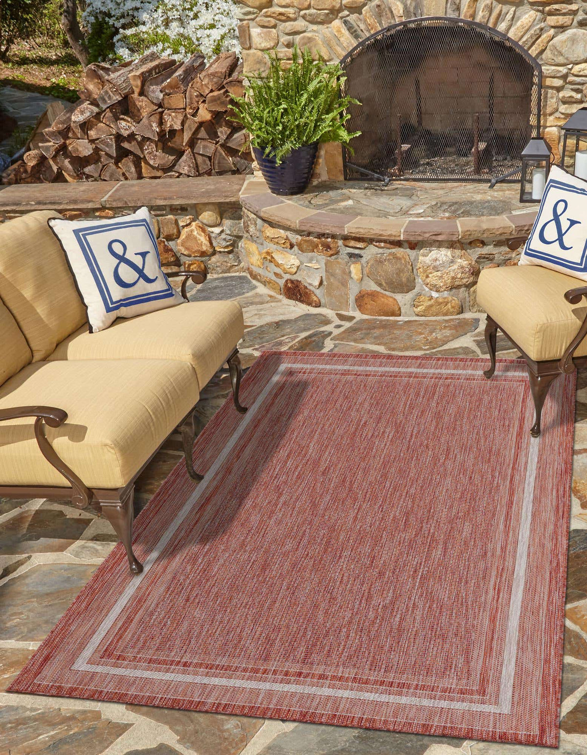 Rechteck Outdoor Teppich Tulum Outdoor in Rostrot von Hadorn™ - Lifestyle Image