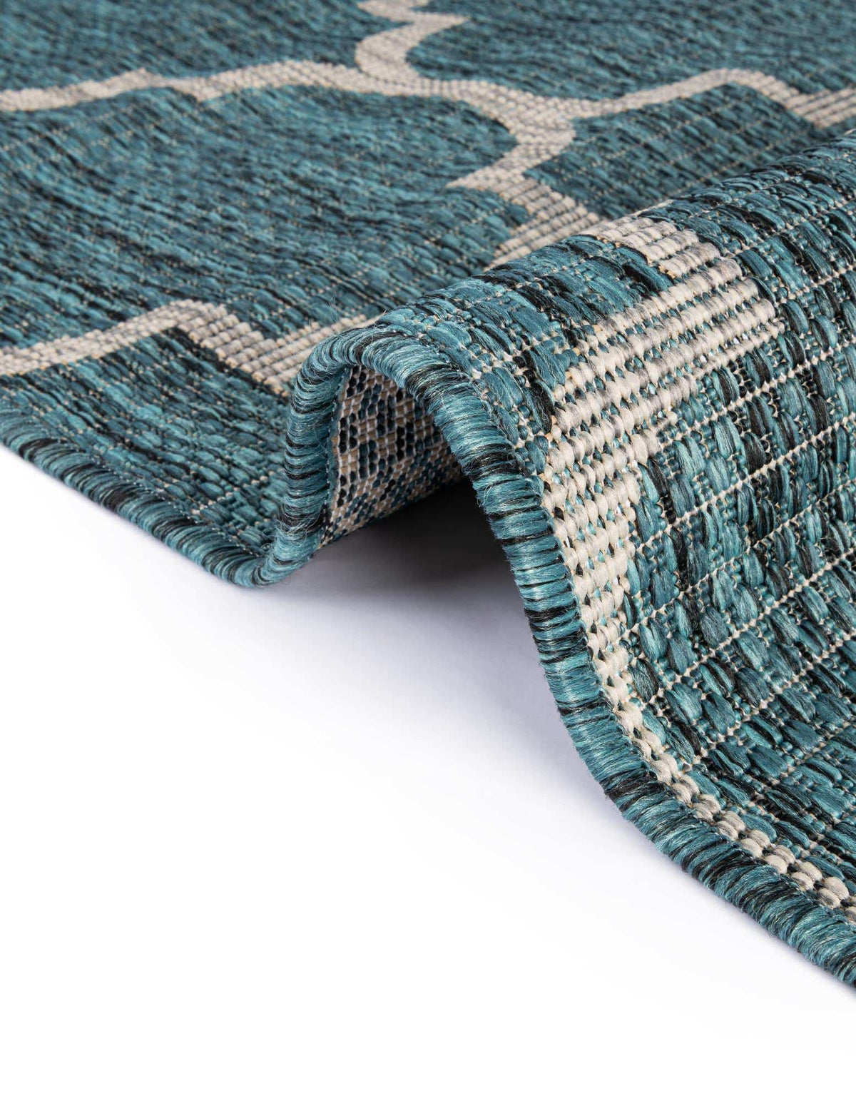 Rechteck Outdoor Teppich Tulum Outdoor Clover in Blaugrün von Hadorn™ - Lifestyle Image