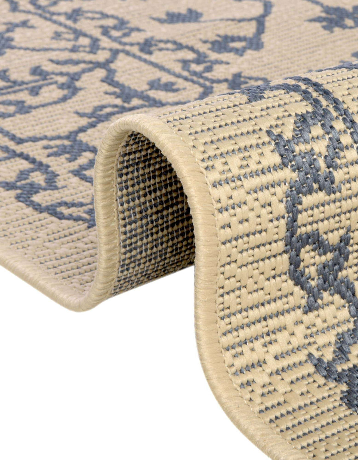 Rechteck Outdoor Teppich Outdoor Botanical in Beige und Blau von Hadorn™ - Lifestyle Image