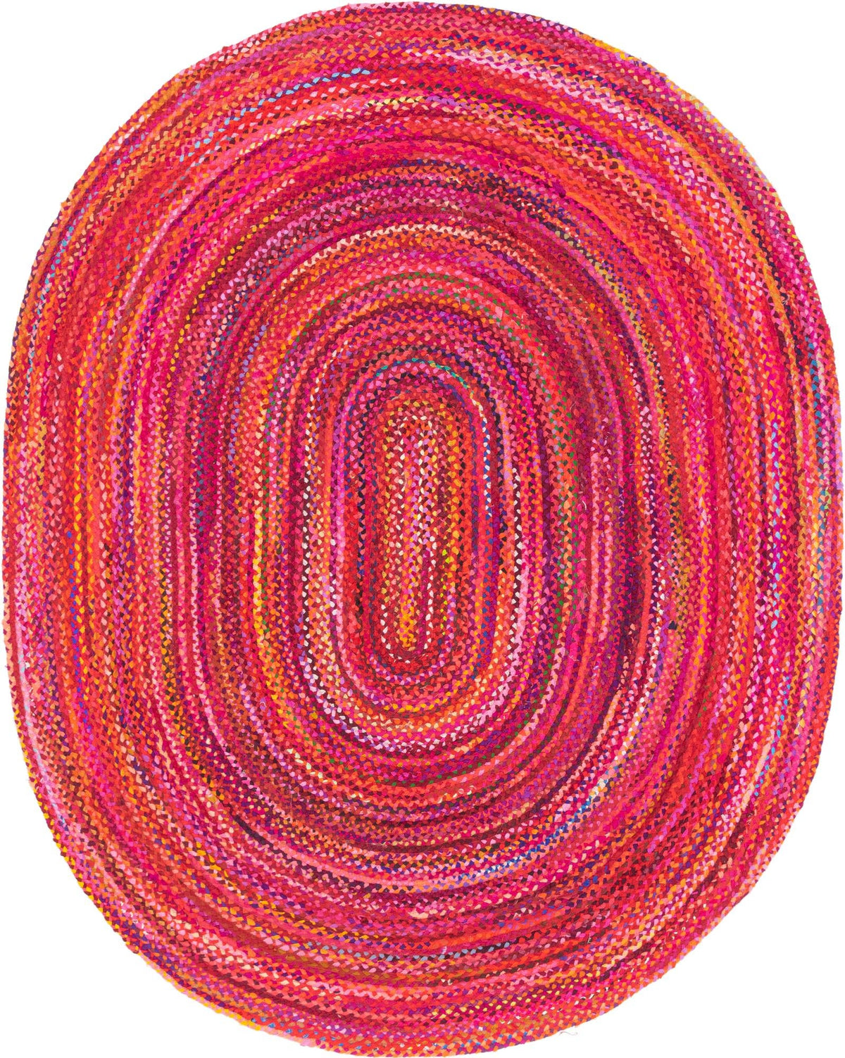 Oval Teppich Braided Chindi in Rot von Hadorn™ - Lifestyle Image