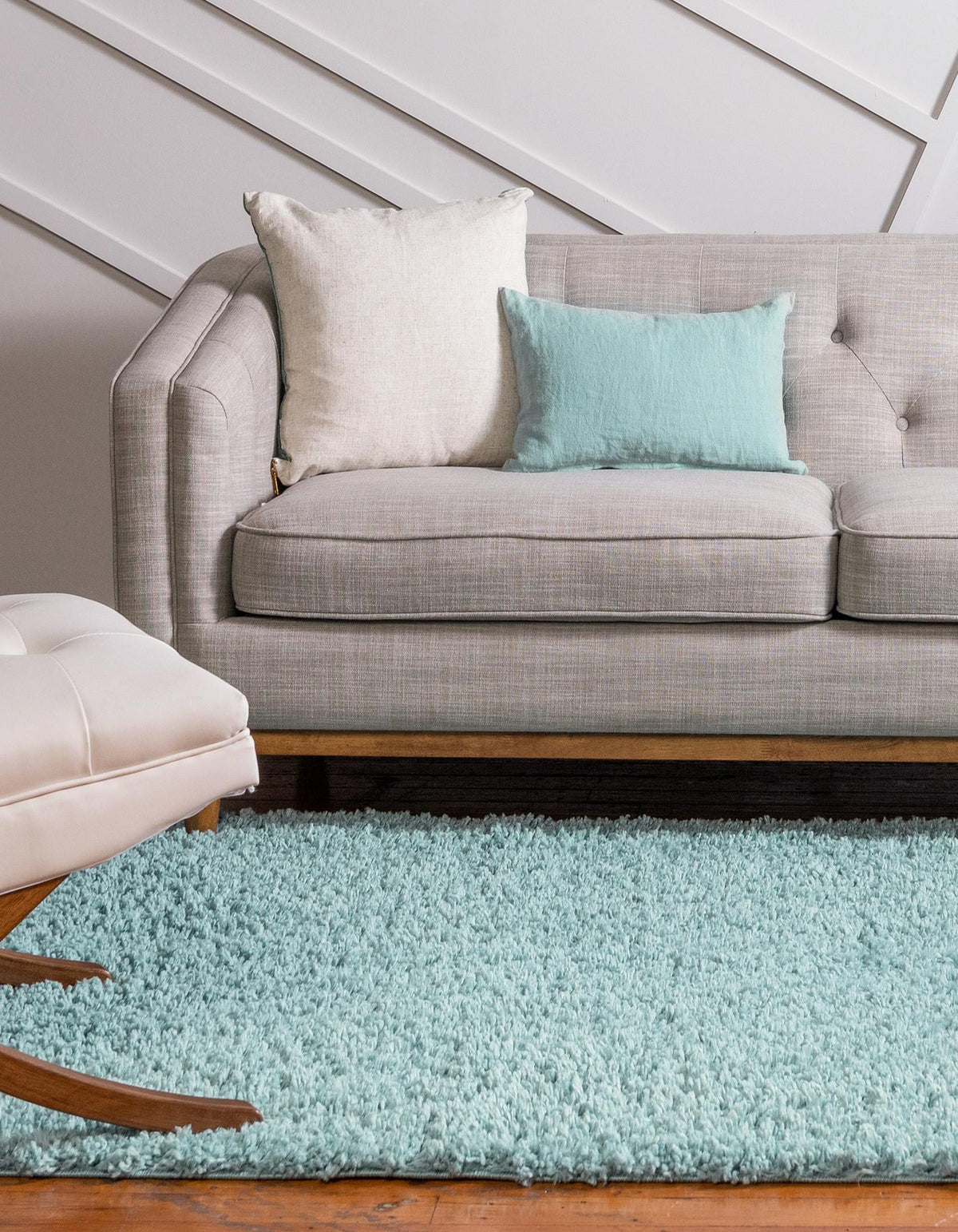 Rechteck Hochflorteppich Zermatt Shag in Aqua von Hadorn™ - Lifestyle Image