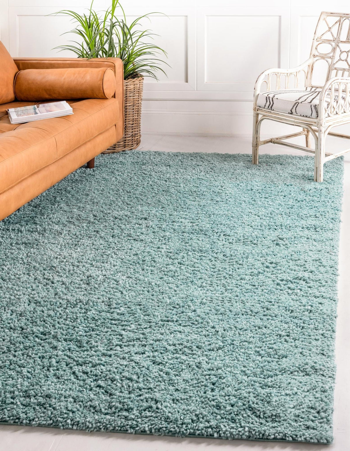 Rechteck Hochflorteppich Zermatt Shag in Aqua von Hadorn™ - Lifestyle Image