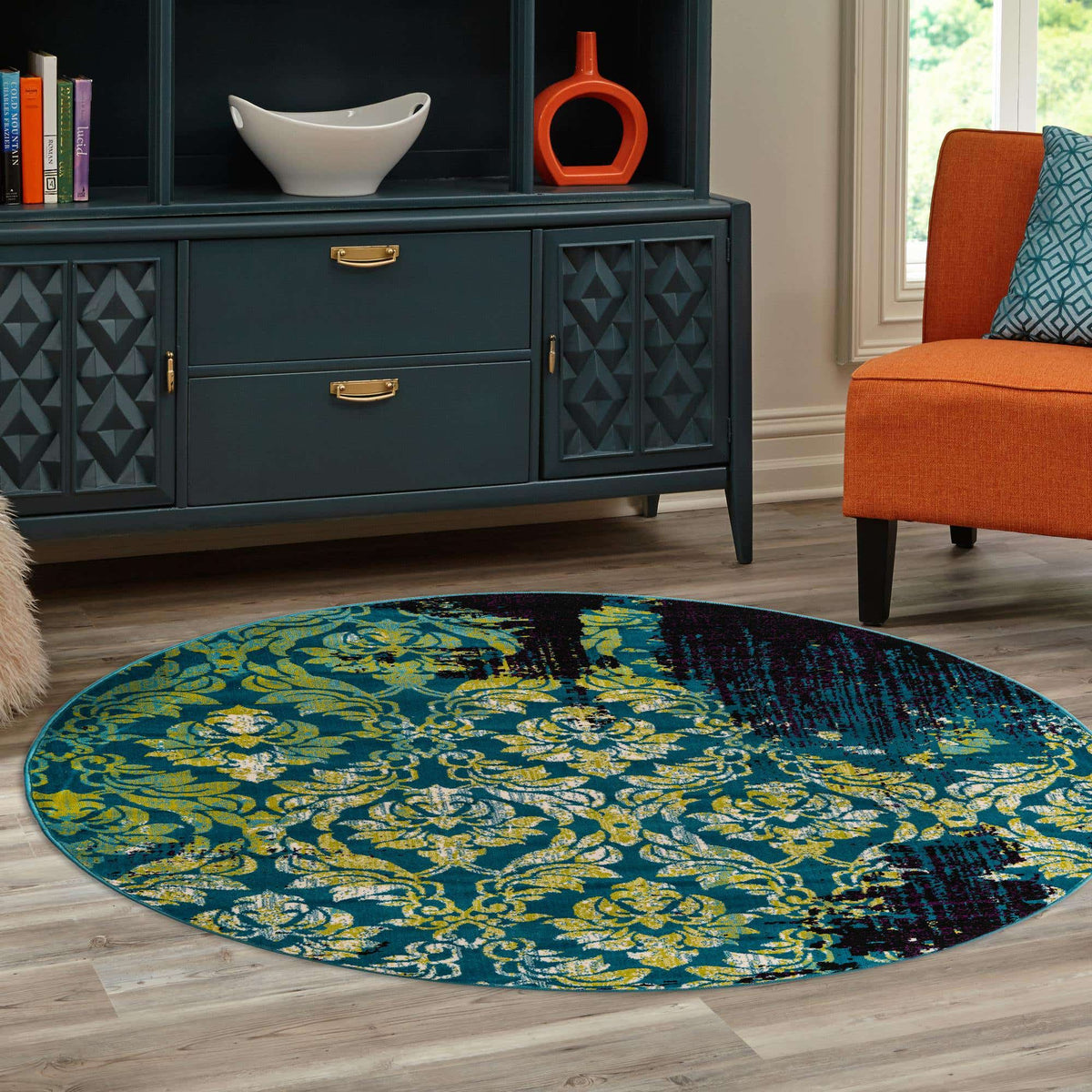 Rund Teppich Istanbul in Blau von Hadorn™ - Lifestyle Image