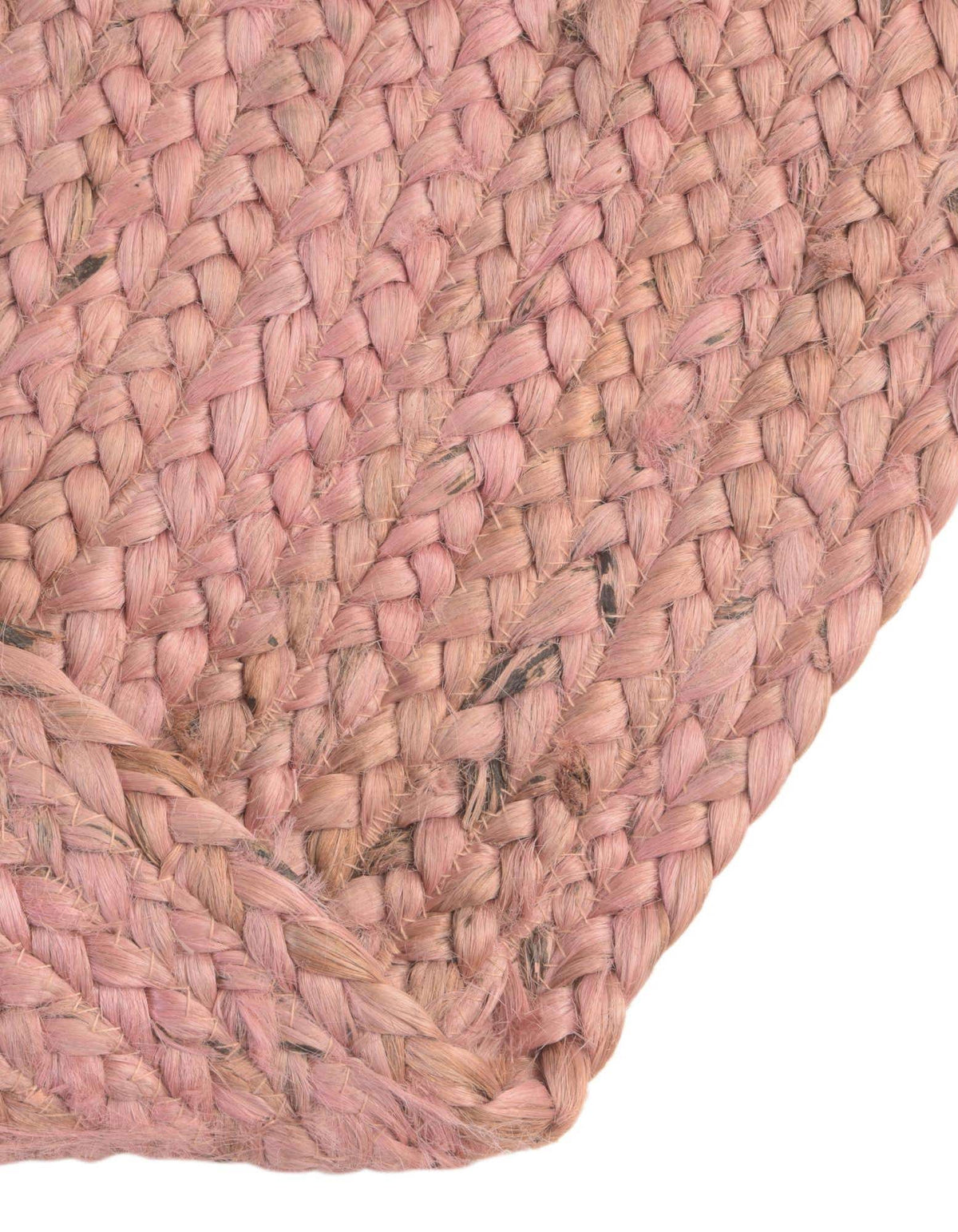 Rund Handgeflochten Teppich Braided Jute in Hellrosa von Hadorn™ - Lifestyle Image