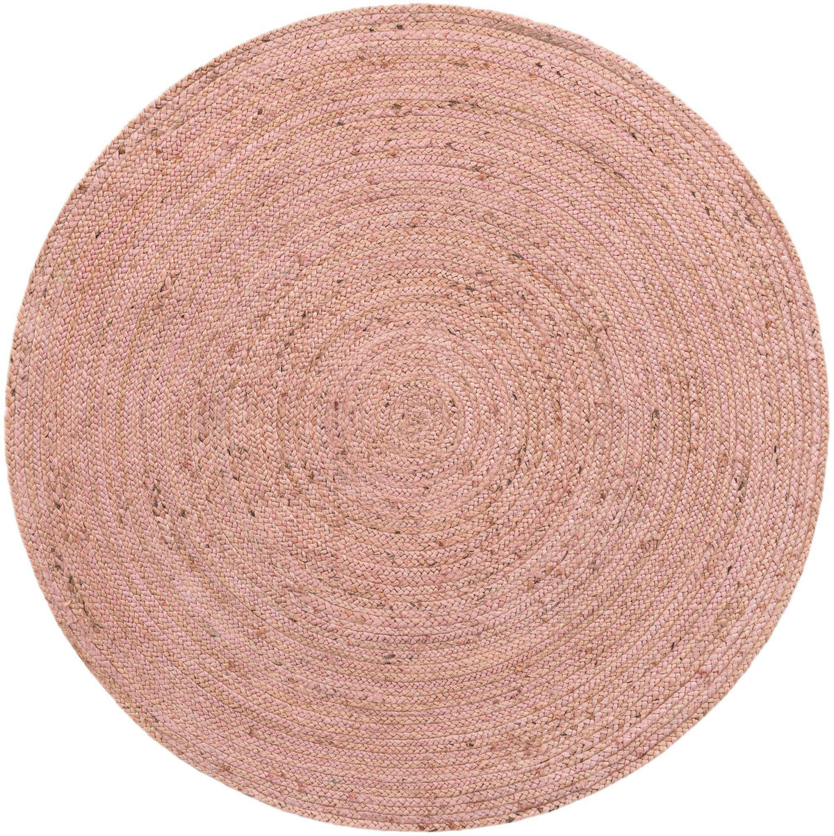 Rund Handgeflochten Teppich Braided Jute in Hellrosa von Hadorn™ - Lifestyle Image