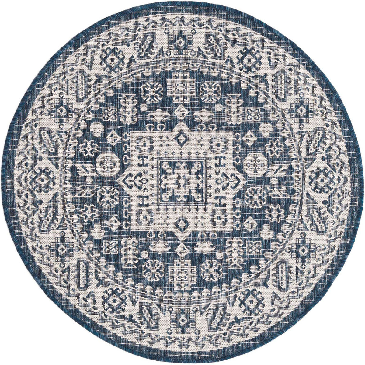 Rund Outdoor Teppich Tulum Outdoor in Blau von Hadorn™ - Lifestyle Image
