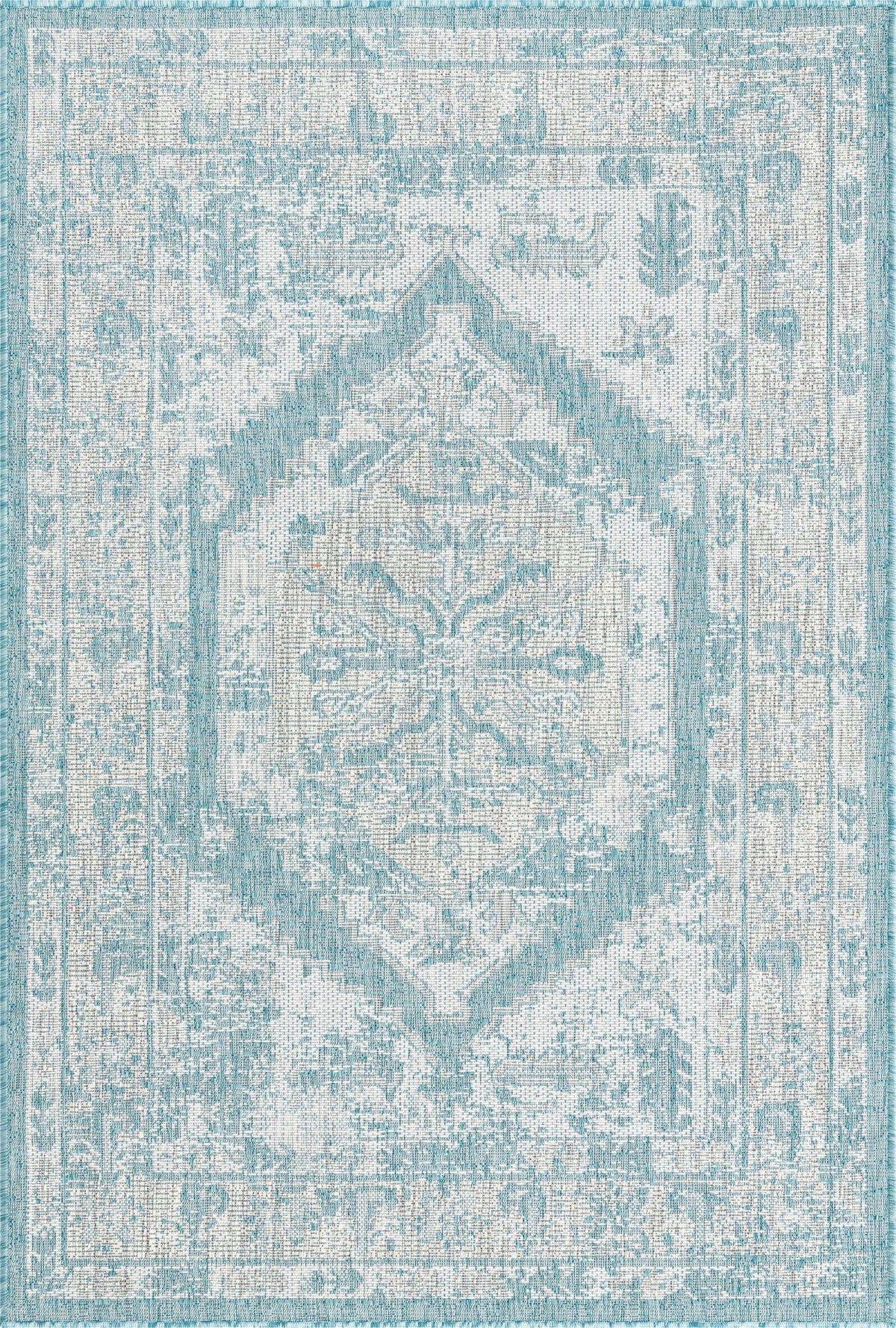 Rechteck Outdoor Teppich Outdoor Traditional in Aqua von Hadorn™ - Lifestyle Image