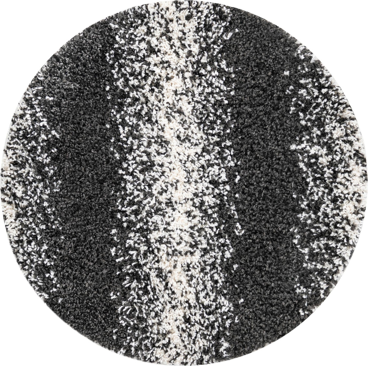 Rund Hochflorteppich Lagom Shag in Schwarz und Weiss von Hadorn™ - Lifestyle Image