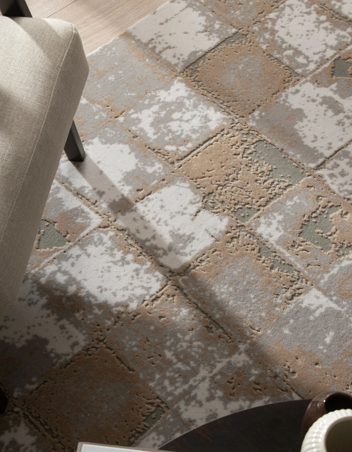 Rund Teppich Davos Cube in Beige von Hadorn™ - Lifestyle Image