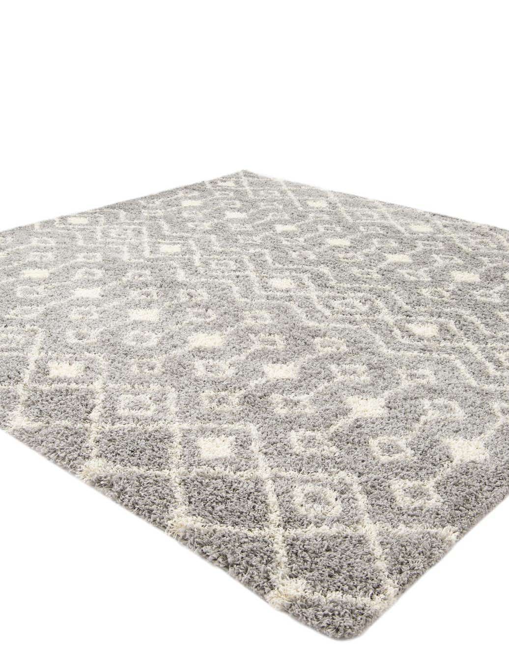 Quadratisch Hochflorteppich Moroccan Trellis Shag in Grau von Hadorn™ - Lifestyle Image