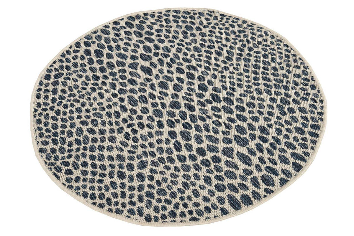 Rund Outdoor Teppich Tulum Outdoor in Blau von Hadorn™ - Lifestyle Image