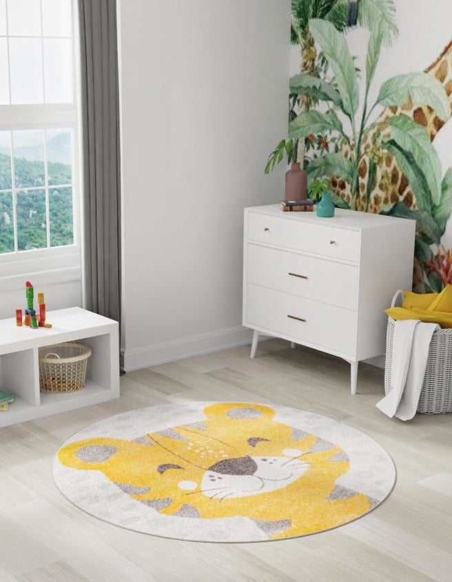 Rund Teppich Whimsy Kids in Grau von Hadorn™ - Lifestyle Image