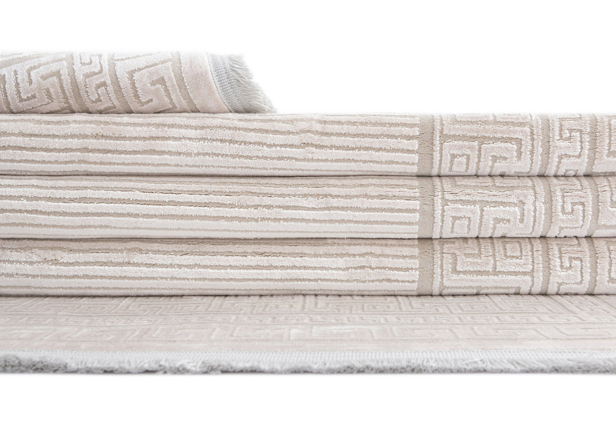 Rund Luxus Teppich Chiasso in Weiss von Hadorn™ - Lifestyle Image
