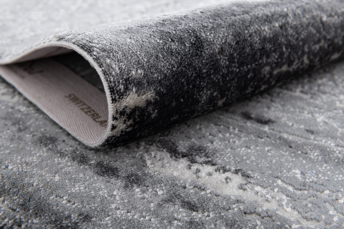 Rund Luxus Teppich Chiasso in Blau von Hadorn™ - Lifestyle Image