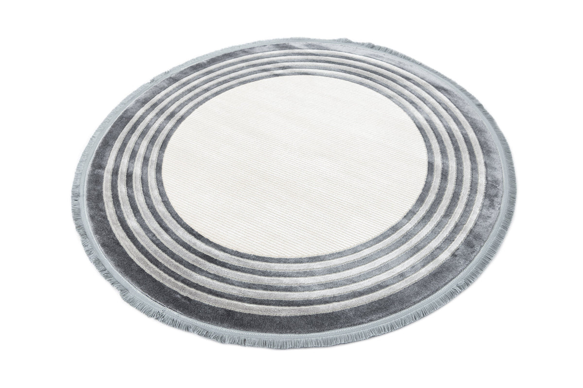 Rund Luxus Teppich Chiasso in Hellgrau von Hadorn™ - Lifestyle Image