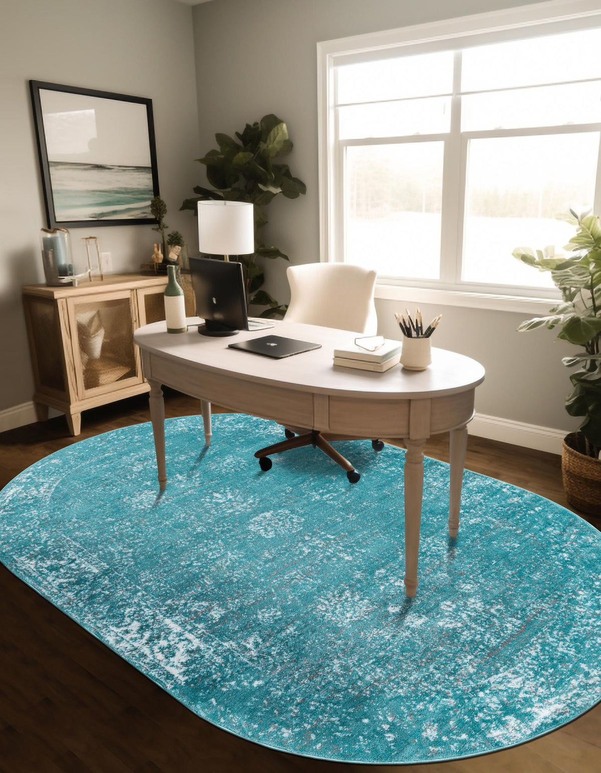 Oval Teppich Monaco in Türkis von Hadorn™ - Lifestyle Image
