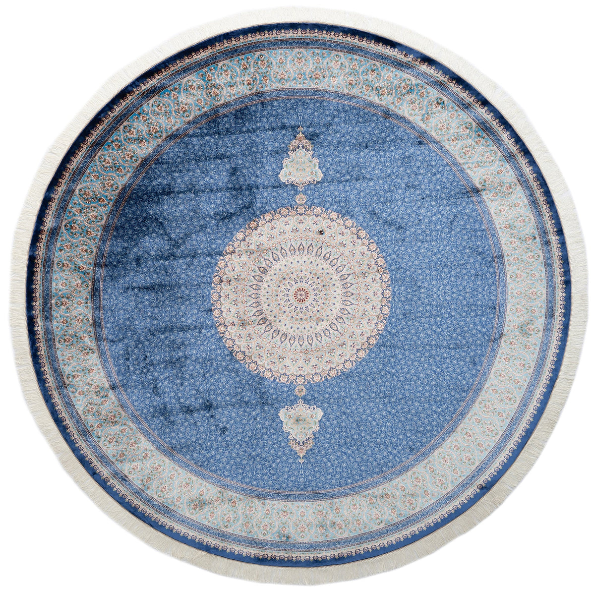 Rund Teppich Kalopsia Malaquita in Blau von Hadorn™ - Lifestyle Image