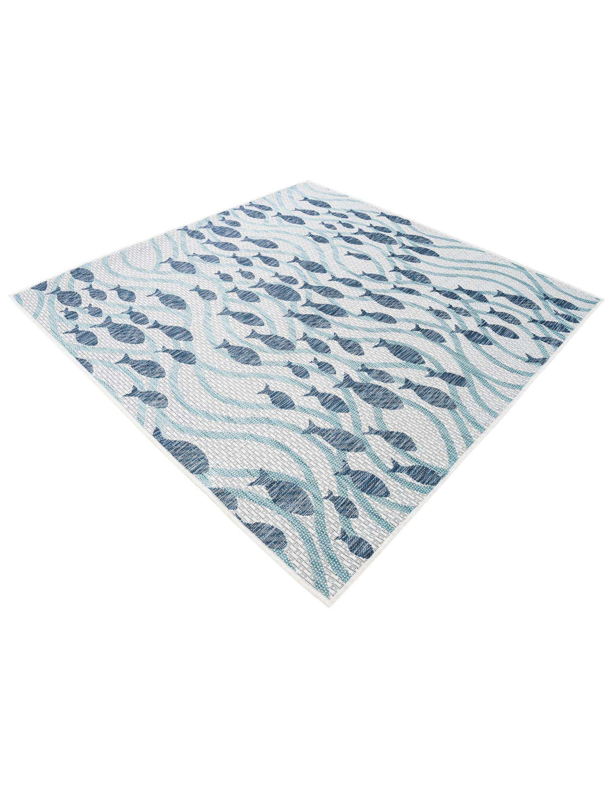 Quadratisch Outdoor Teppich Tulum Outdoor in Blau von Hadorn™ - Lifestyle Image