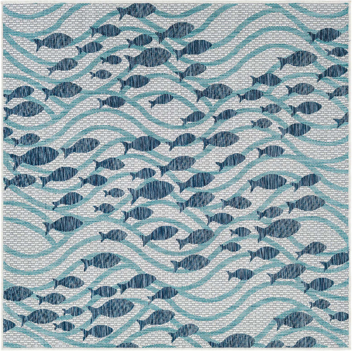 Quadratisch Outdoor Teppich Tulum Outdoor in Blau von Hadorn™ - Lifestyle Image