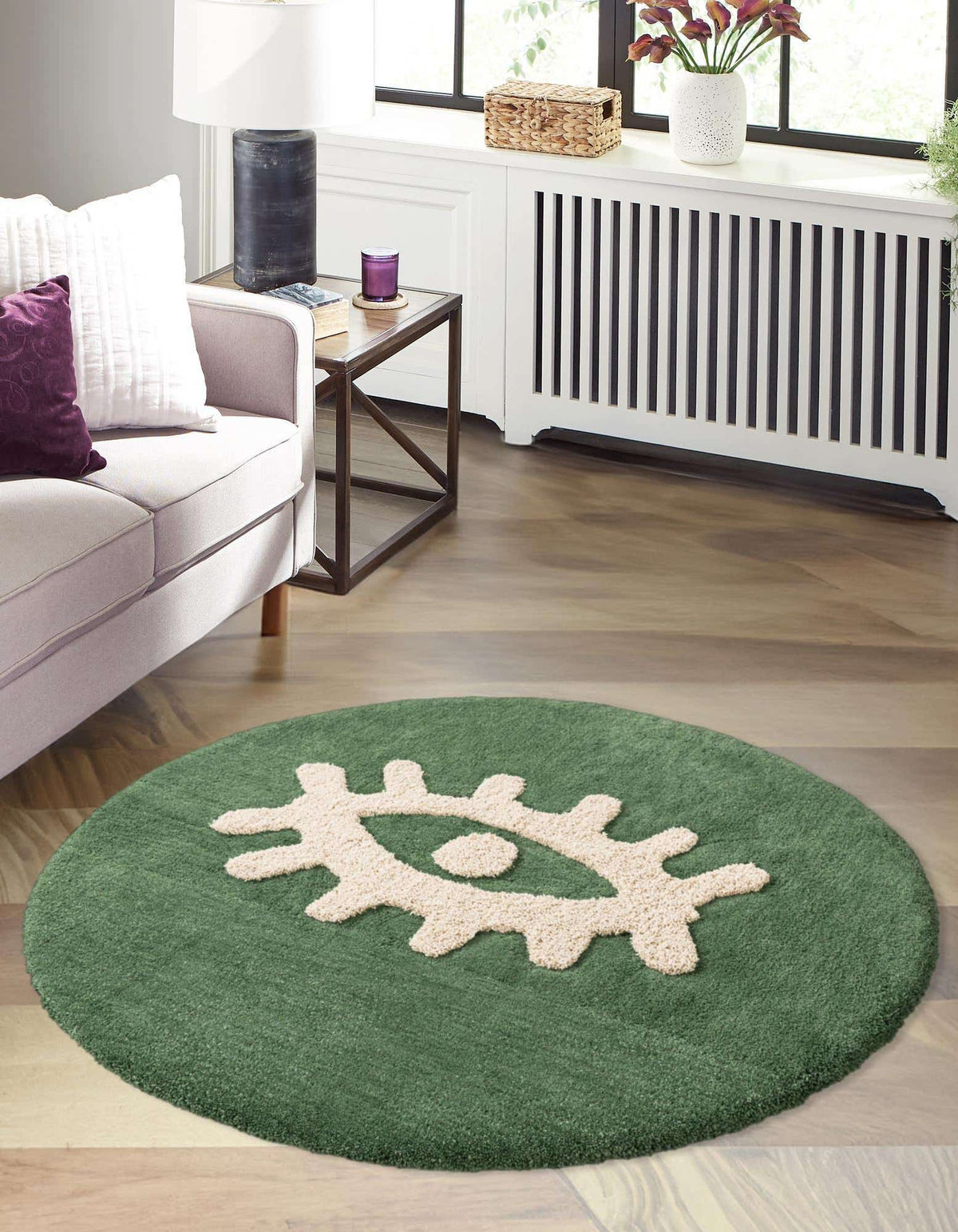 Rund Teppich AI Handgetuftet in Grün von Hadorn™ - Lifestyle Image