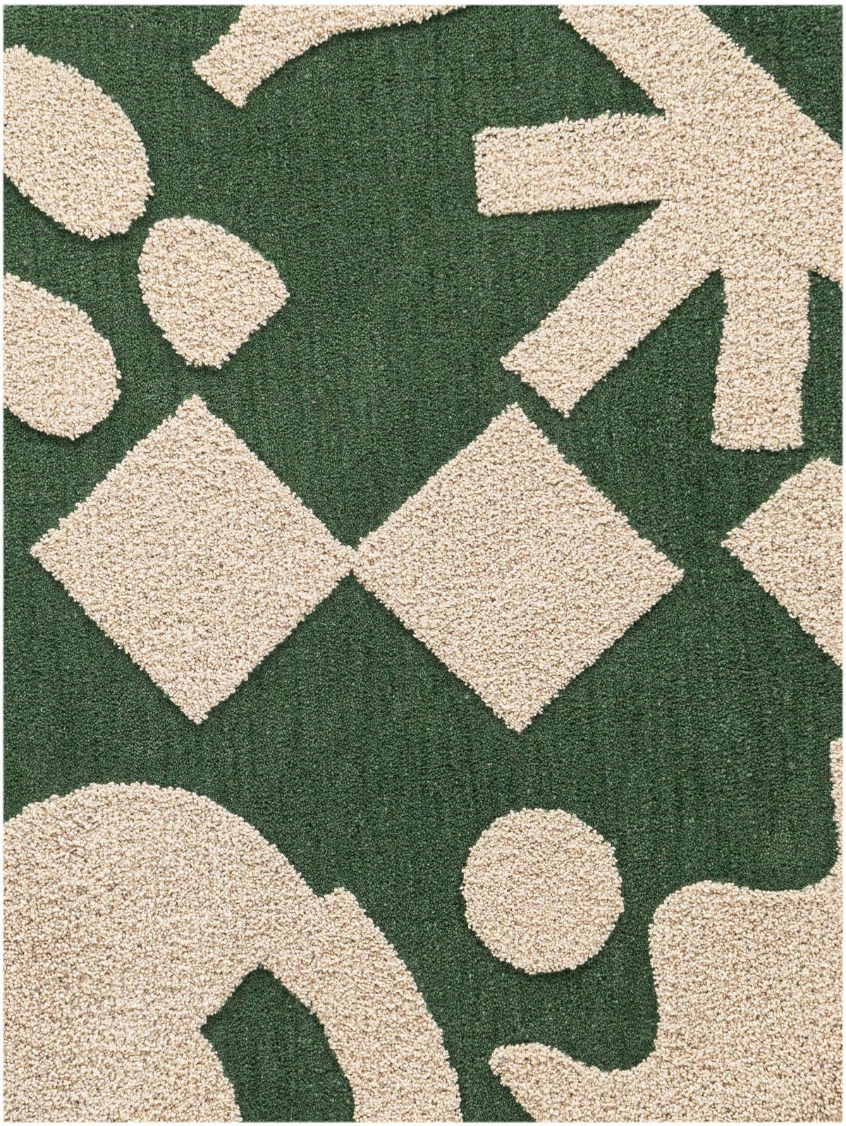 Rechteck Teppich AI Handgetuftet in Grün und Elfenbein von Hadorn™ - Lifestyle Image