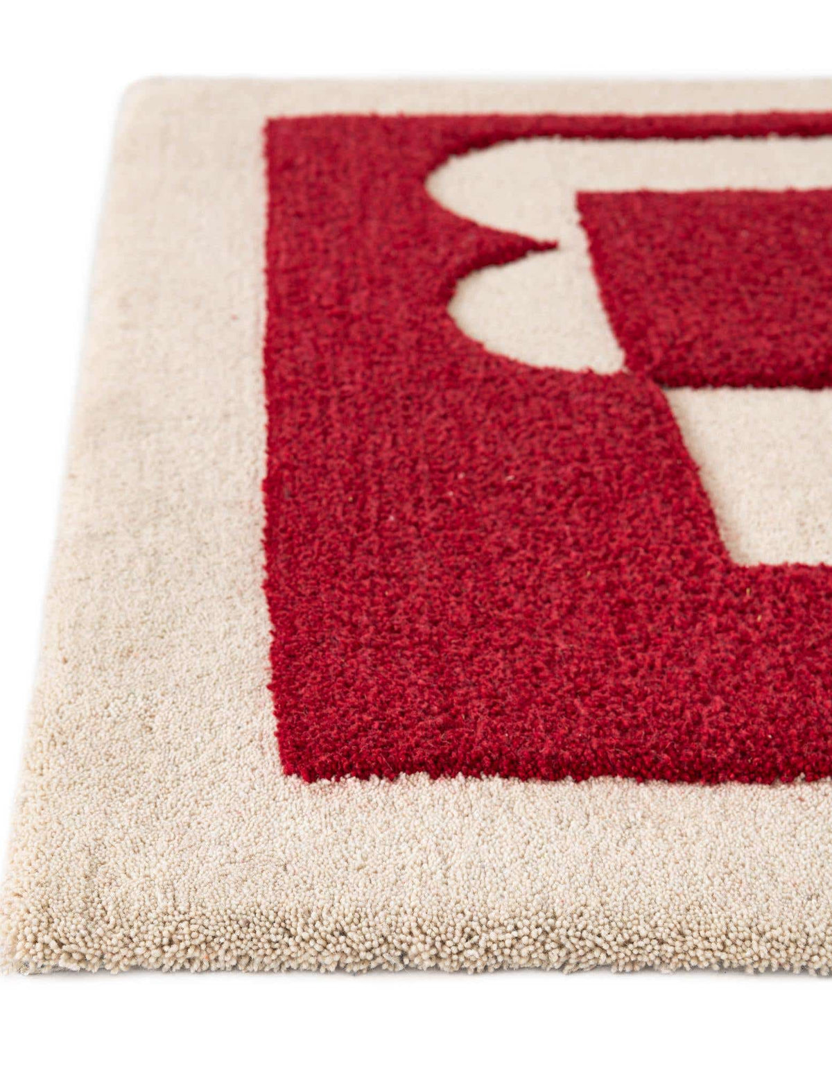 Quadratisch Teppich AI Handgetuftet in Elfenbein und Rot von Hadorn™ - Lifestyle Image