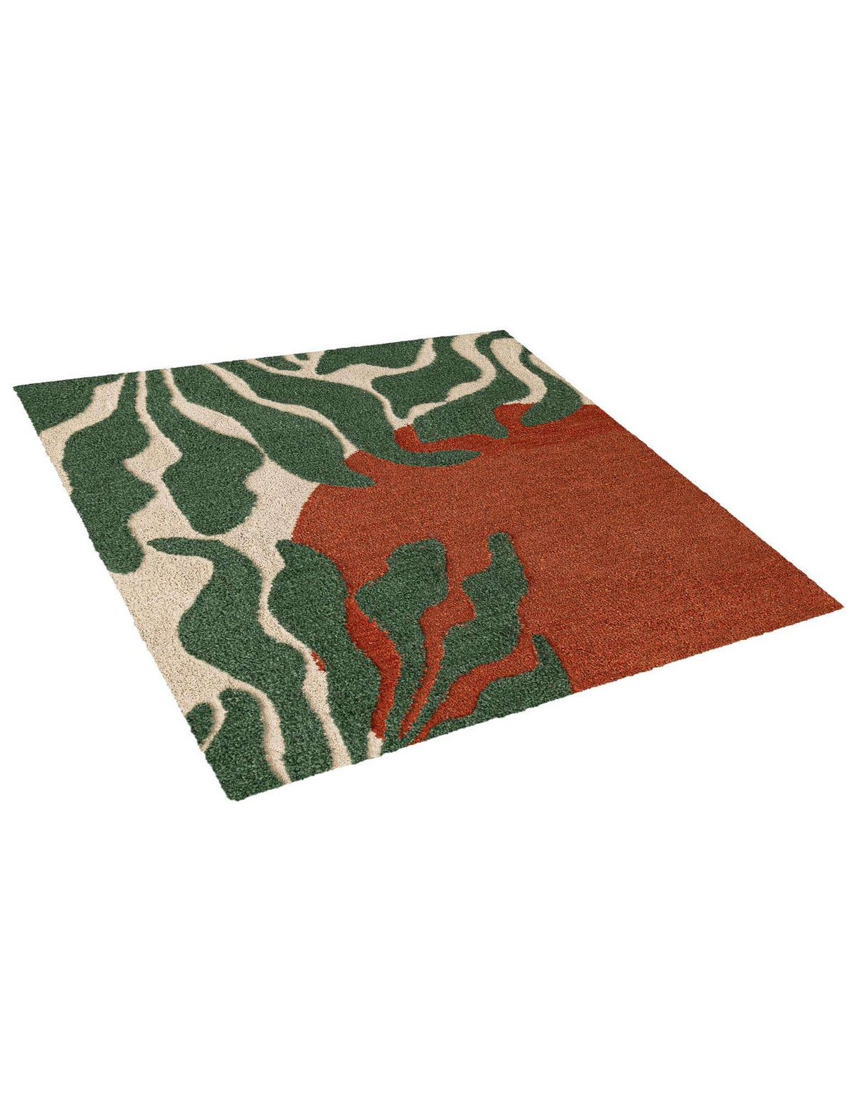 Quadratisch Teppich AI Handgetuftet in Orange und Grün von Hadorn™ - Lifestyle Image