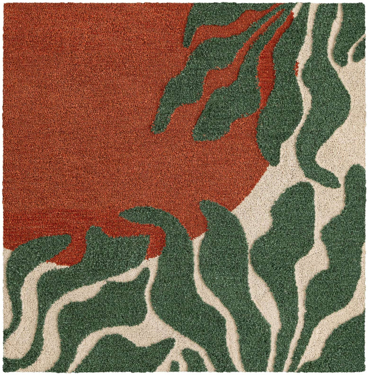 Quadratisch Teppich AI Handgetuftet in Orange und Grün von Hadorn™ - Lifestyle Image