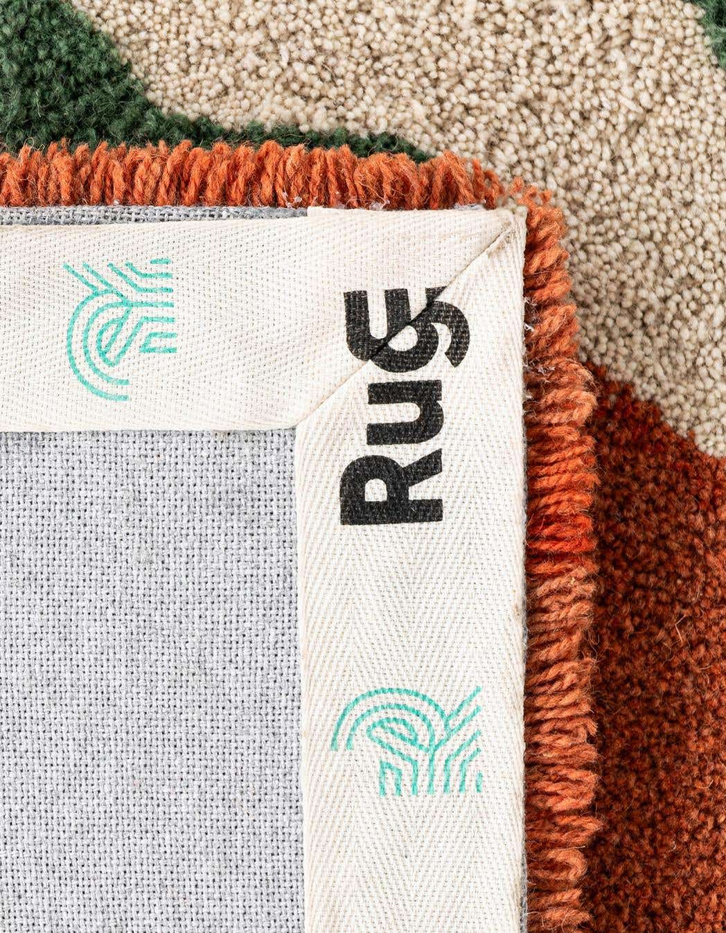Rechteck Teppich AI Handgetuftet in Orange und Grün von Hadorn™ - Lifestyle Image