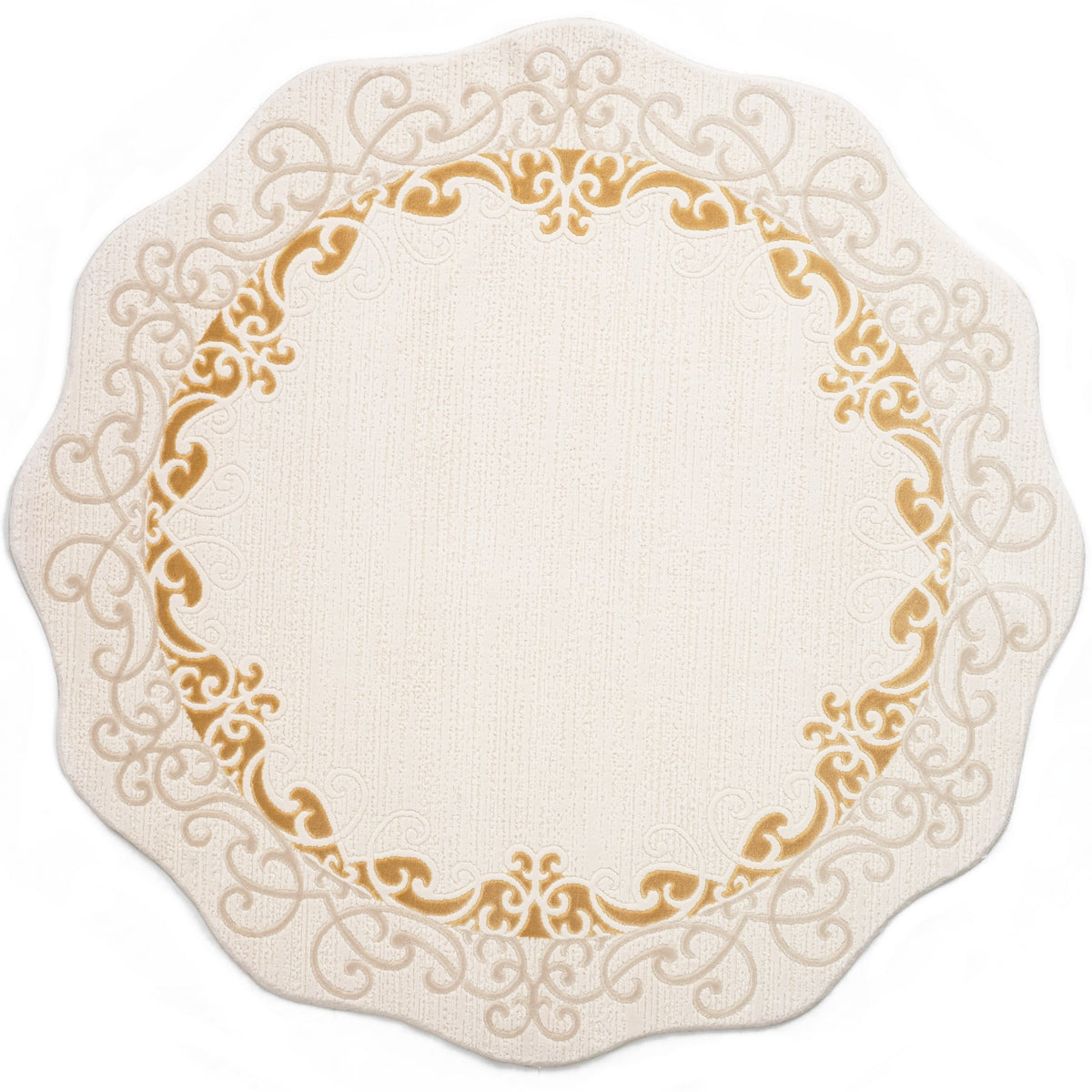 Rund Teppich Royal Frame in Creme von Hadorn™ - Lifestyle Image