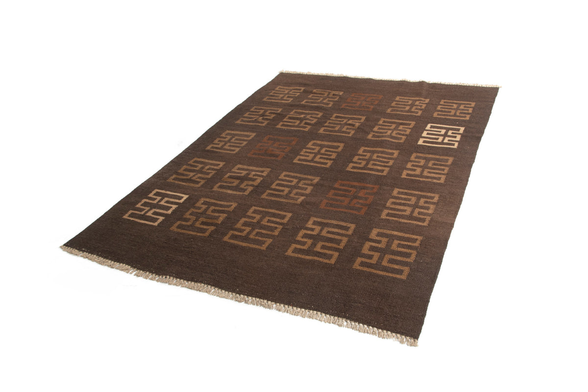 Wolle Teppich Kelim in Dunkelbraun von Hadorn™ - Lifestyle Image