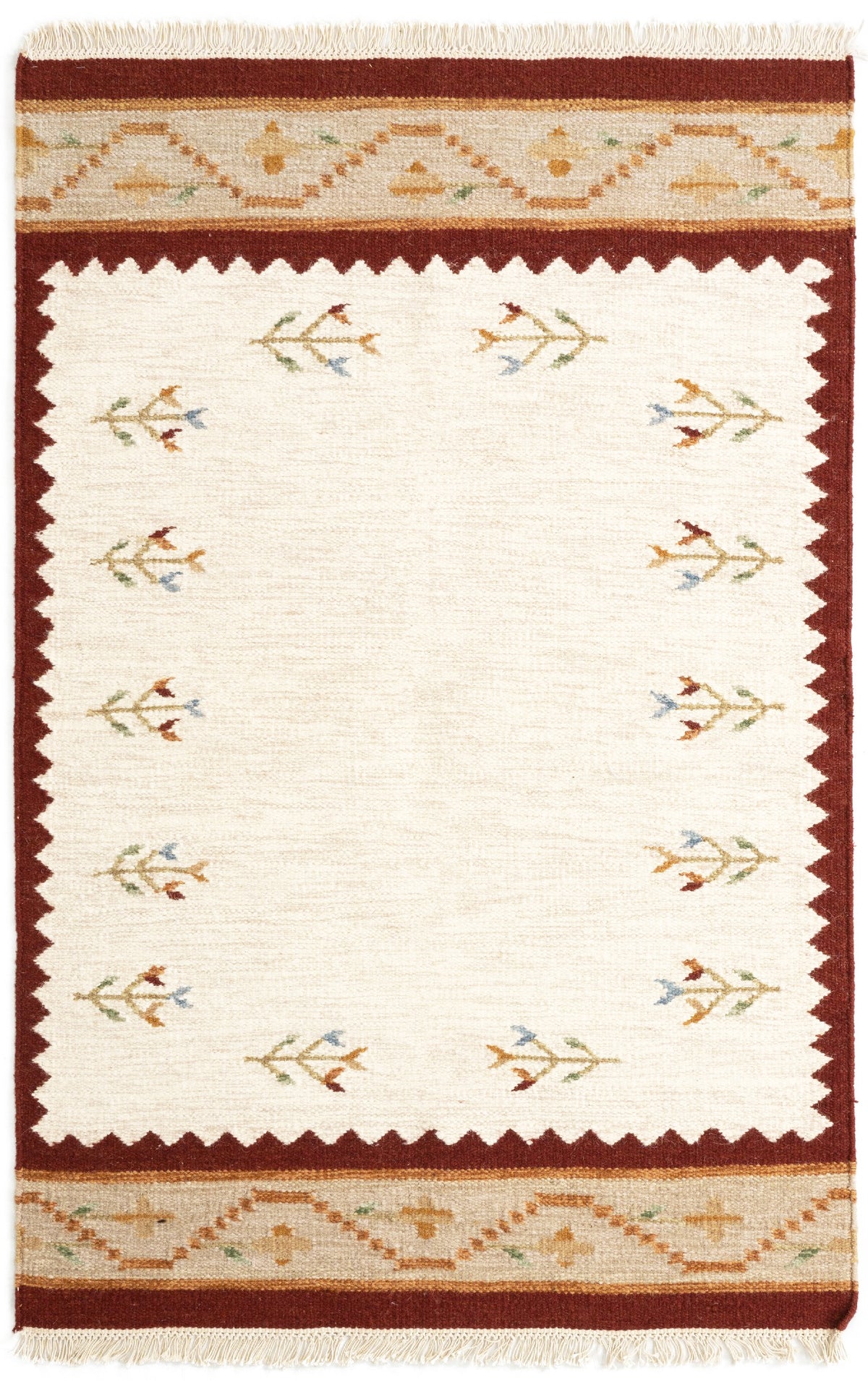 Rechteck Handgeflochten Teppich Kelim in Creme von Hadorn™ - Lifestyle Image