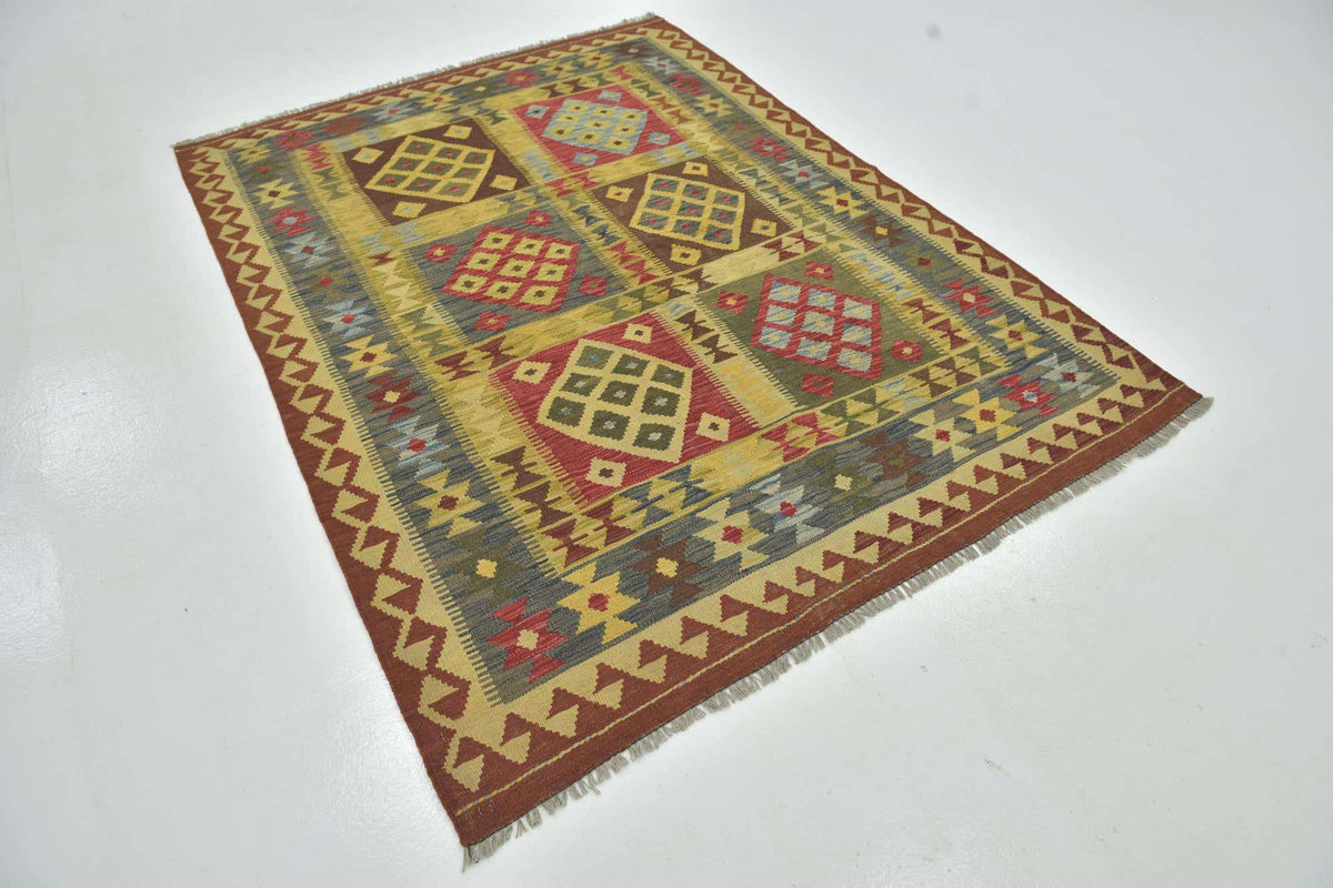 Rechteck Handgeflochten Teppich Kelim Maymana in Mehrfarbig von Hadorn™ - Lifestyle Image