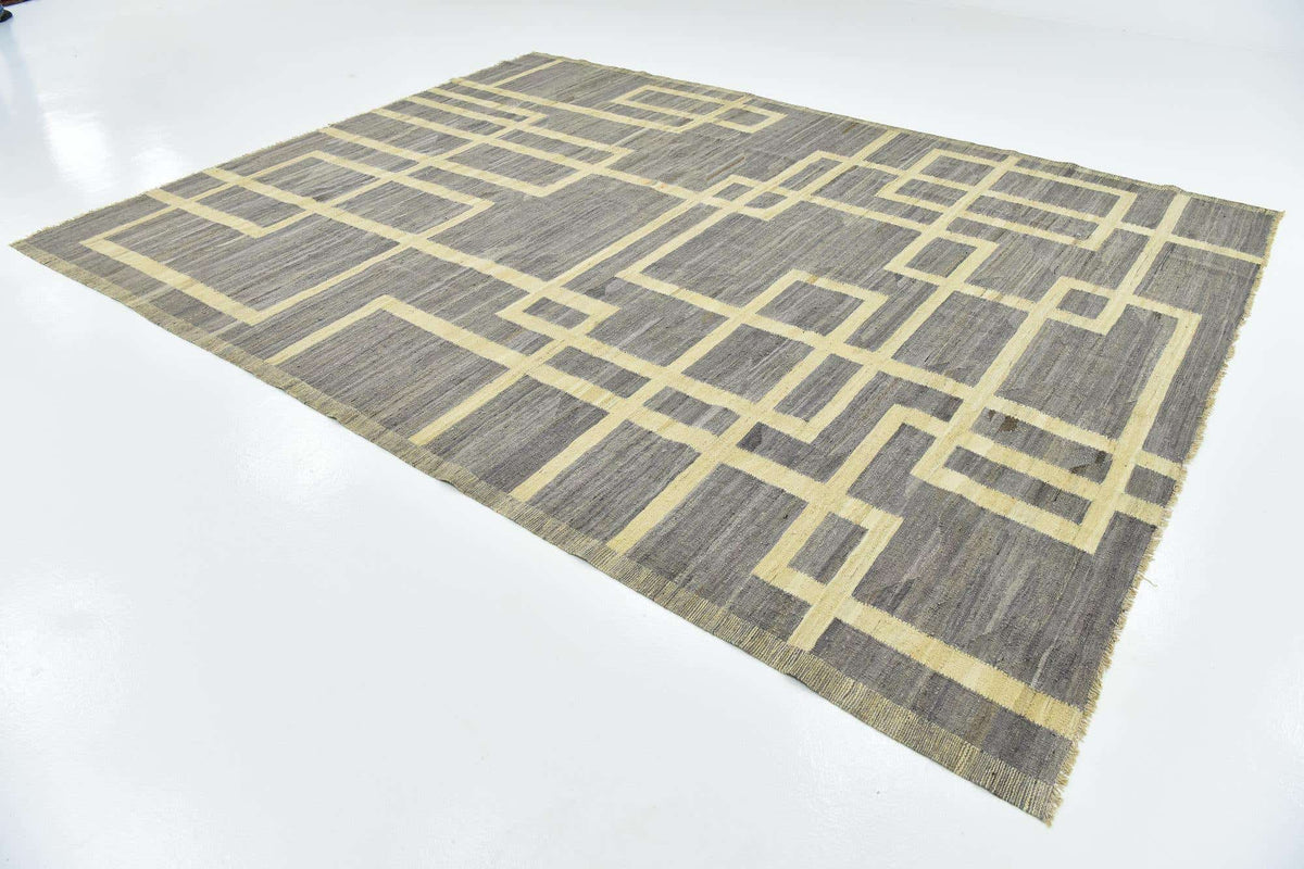 Rechteck Handgeflochten Teppich Kelim Modern in Grau von Hadorn™ - Lifestyle Image