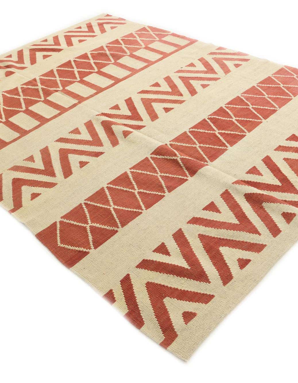 Rechteck Handgeflochten Teppich Kelim Modern in Elfenbein von Hadorn™ - Lifestyle Image