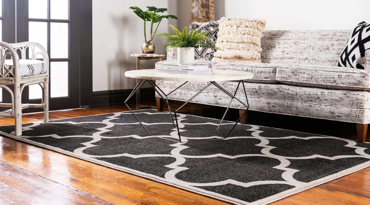 Rechteck Teppich Trellis in Schwarz von Hadorn™ - Lifestyle Image