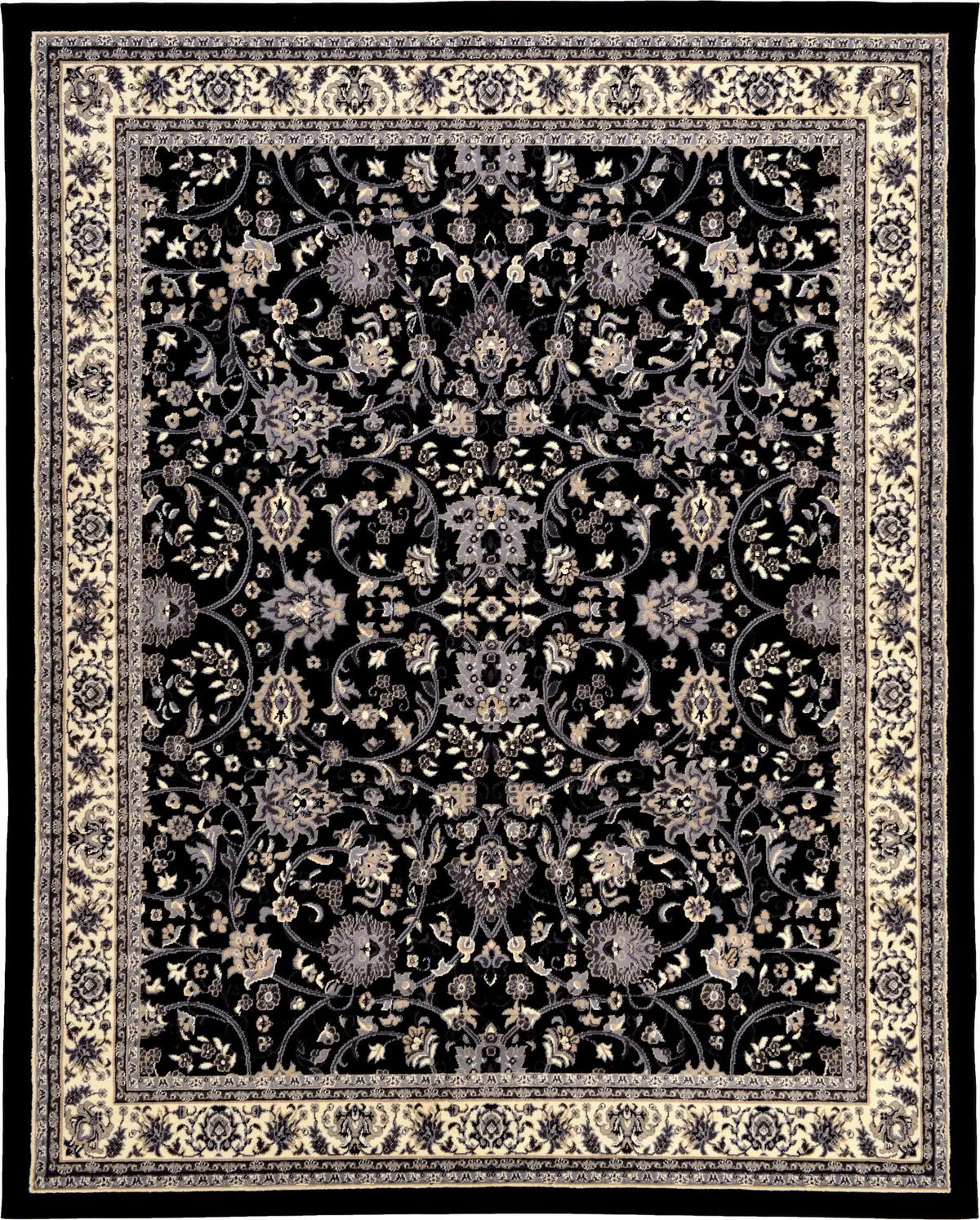 Rechteck Teppich Kashan Design in Schwarz von Hadorn™ - Lifestyle Image