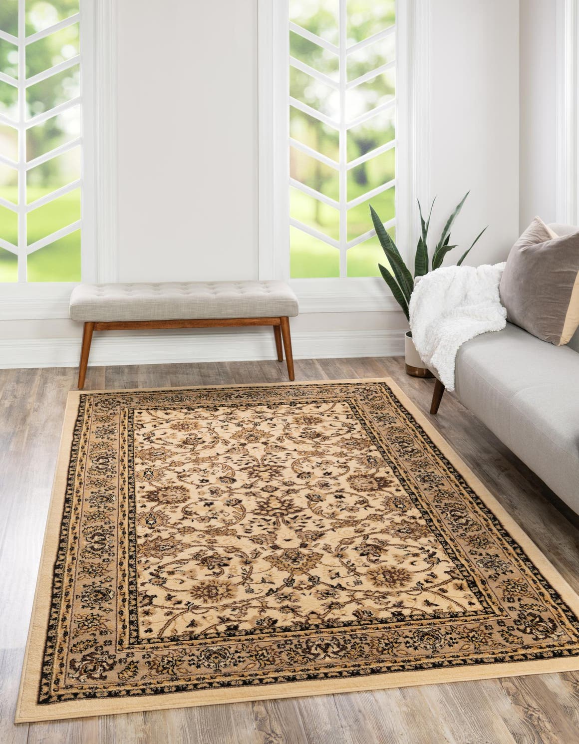 Rechteck Teppich Kashan Design in Elfenbein von Hadorn™ - Lifestyle Image