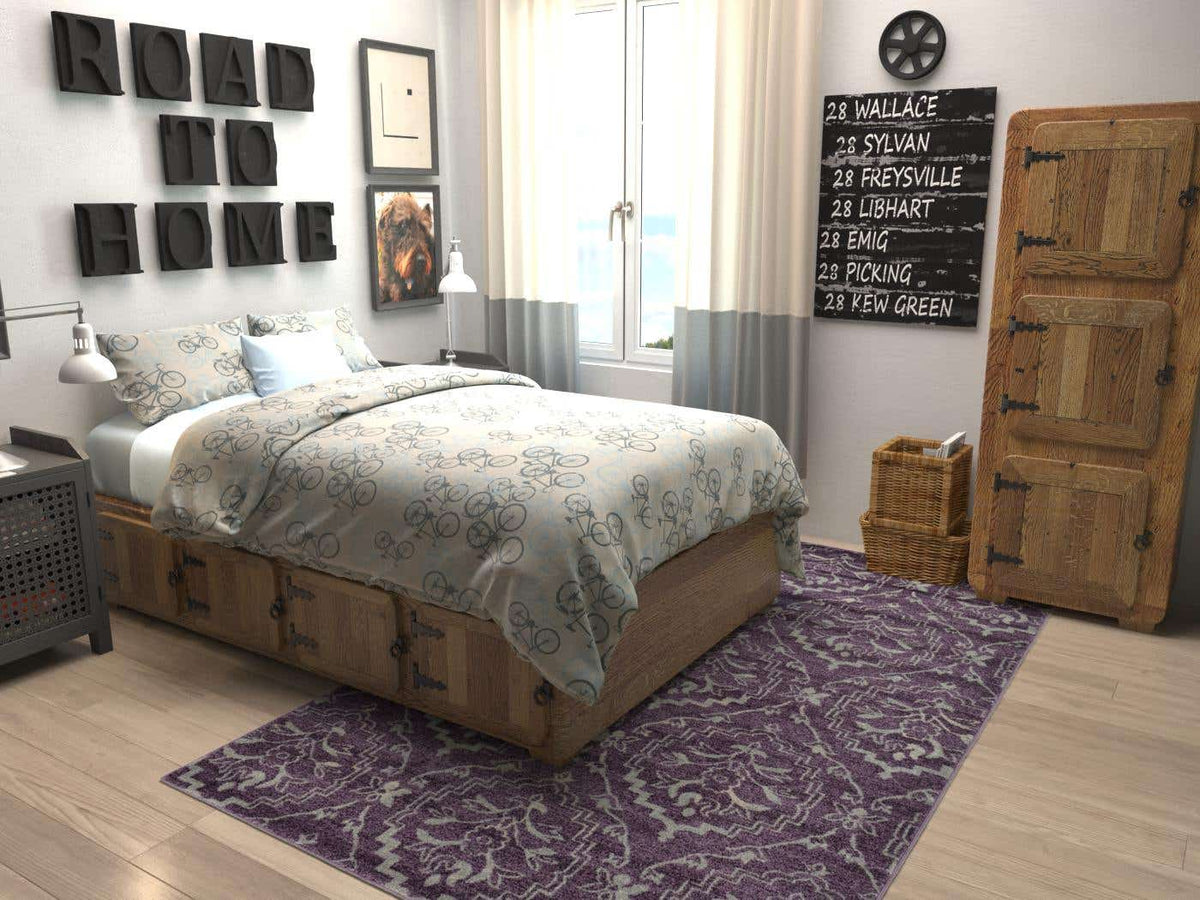 Rechteck Teppich Damask in Lila von Hadorn™ - Lifestyle Image