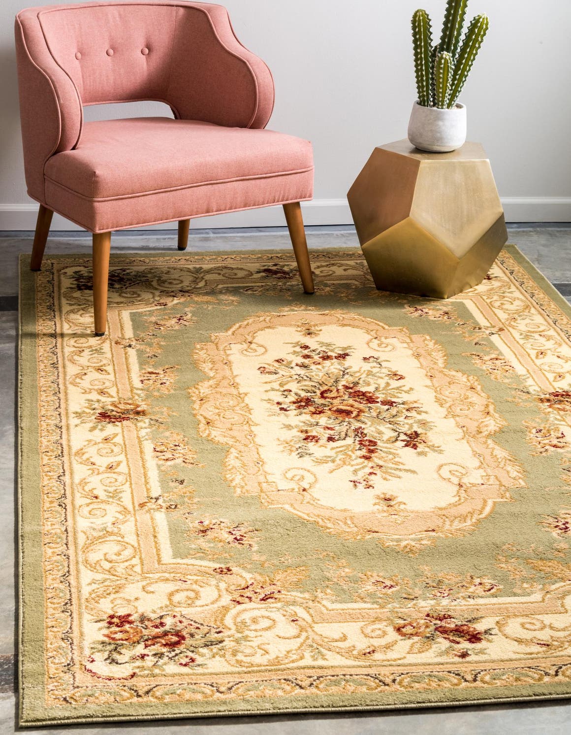 Rechteck Teppich Classic Aubusson in Grün von Hadorn™ - Lifestyle Image