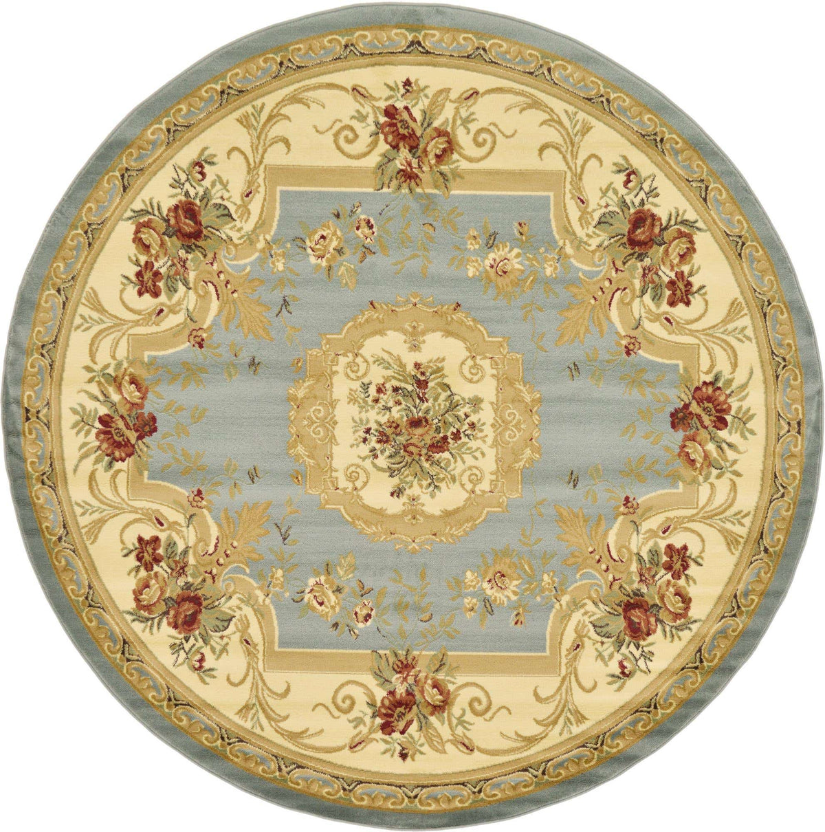 Rund Teppich Classic Aubusson in Hellblau von Hadorn™ - Lifestyle Image