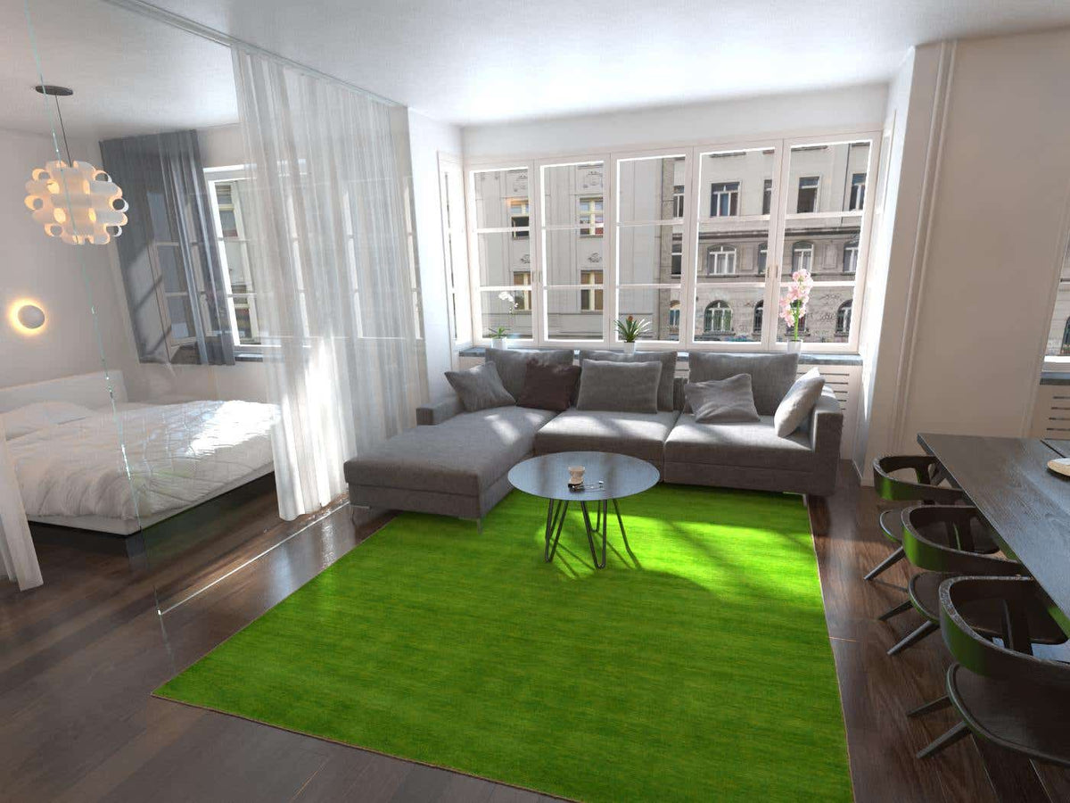 Wolle Teppich Solid Gabbeh in Hellgrün von Hadorn™ - Lifestyle Image