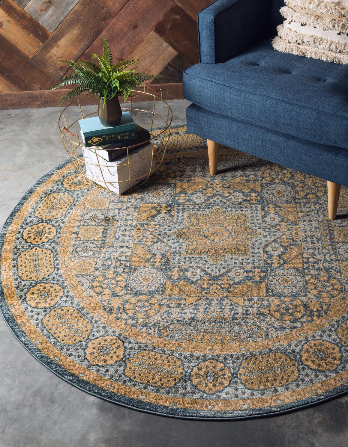 Rund Teppich Mamluk in Blau von Hadorn™ - Lifestyle Image