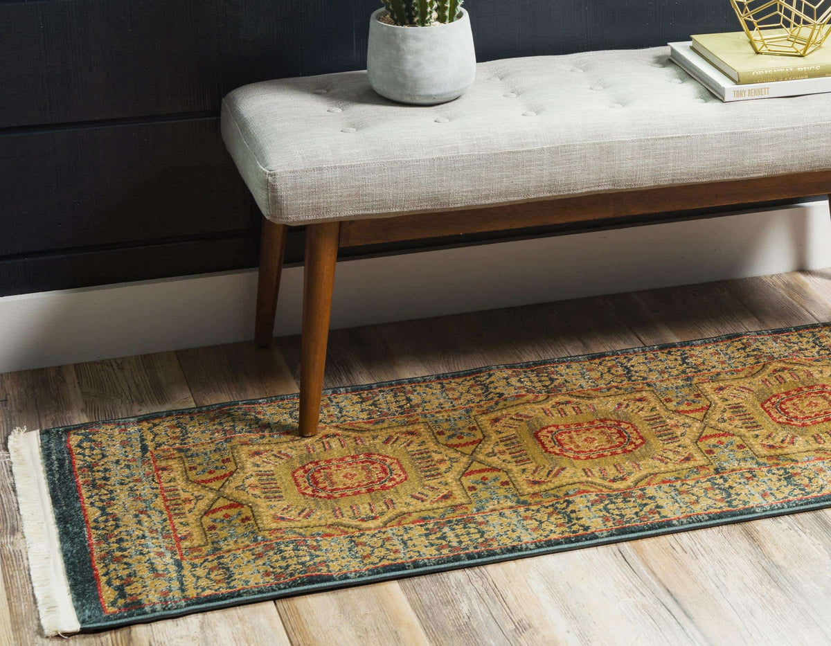 Läufer Teppich Mamlouk Design in Blau von Hadorn™ - Lifestyle Image