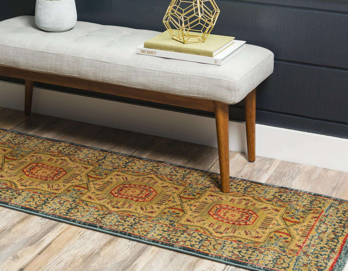 Läufer Teppich Mamlouk Design in Blau von Hadorn™ - Lifestyle Image