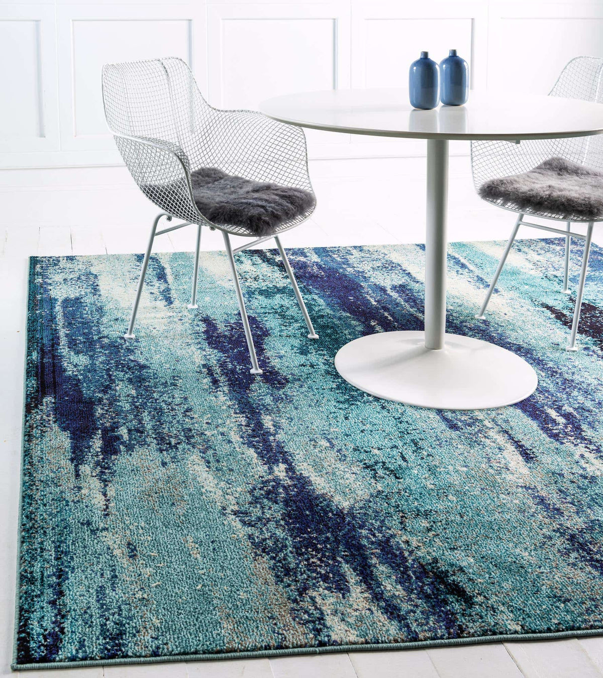 Quadratisch Teppich Barcelona in Blau von Hadorn™ - Lifestyle Image